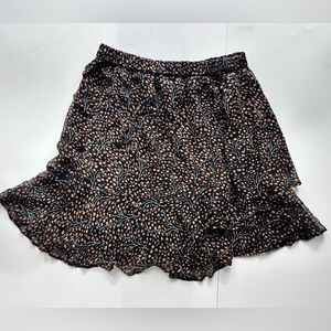 Esqualo FLOWING SHORT FRILLY SKIRT WITH MOTIF -SIZE small black brown white